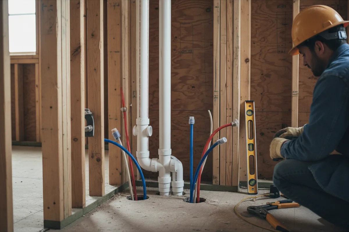 Drain and supply rough-in during Leak Detection in Pageland